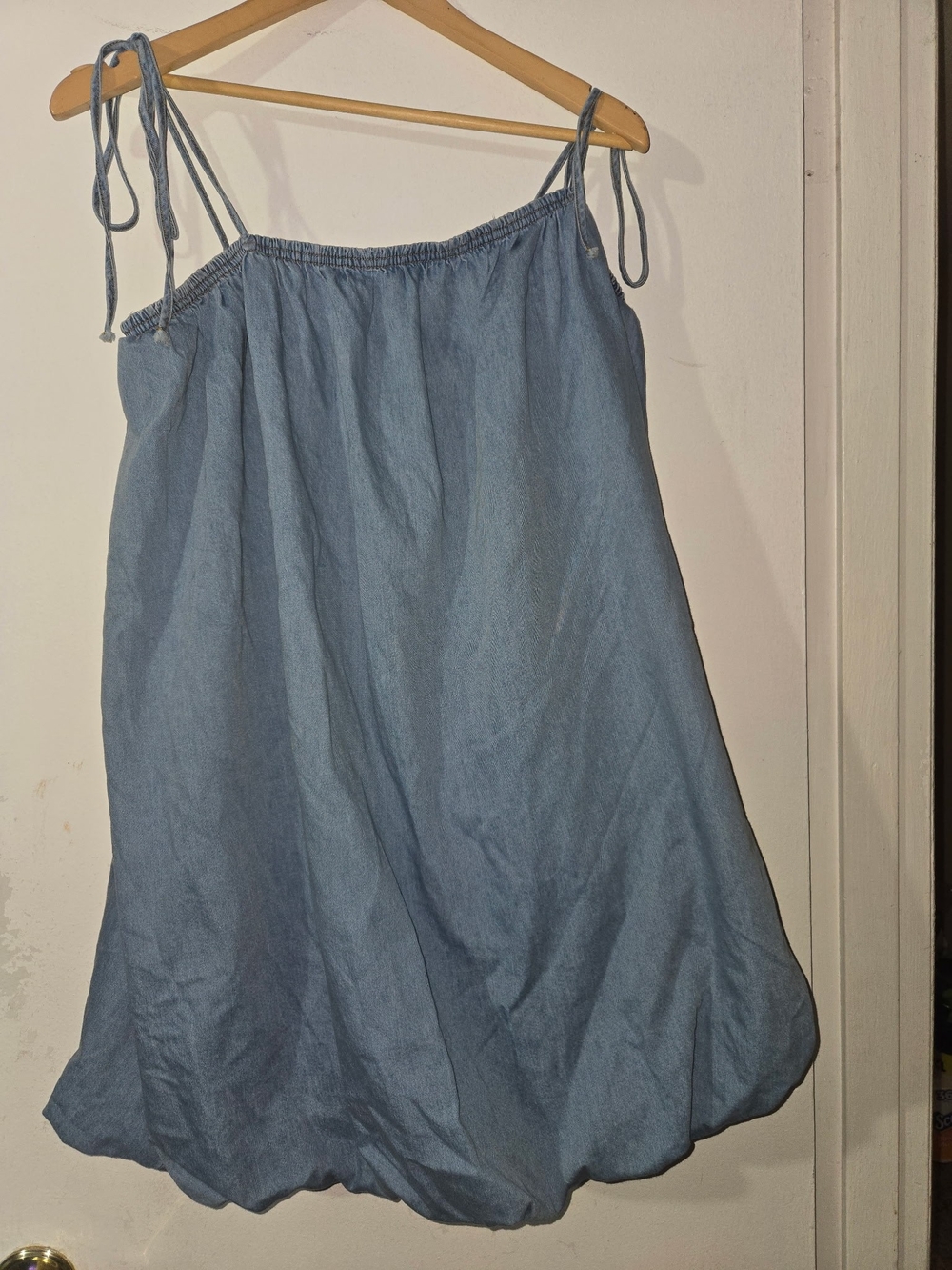 Gilli Light Blue Chambray Elastic Waist Skirt